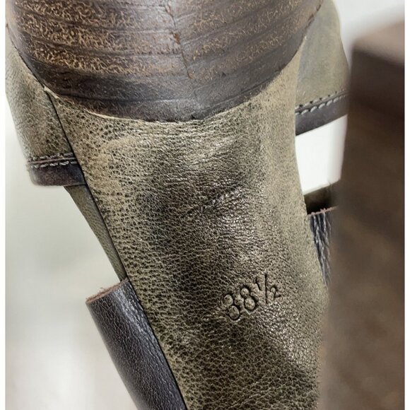 🐊 Chloe Leather Gladiator Heels | Wood Platform | Green Brown Strappy 38.5 - Picture 10 of 16